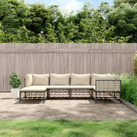 Thumbnail for 6-tlg. Garten-Lounge-Set mit Kissen Anthrazit Poly Rattan