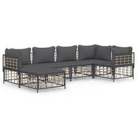 Thumbnail for 6-tlg. Garten-Lounge-Set mit Kissen Anthrazit Poly Rattan