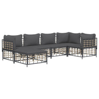 Thumbnail for 6-tlg. Garten-Lounge-Set mit Kissen Anthrazit Poly Rattan