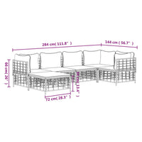 Thumbnail for 6-tlg. Garten-Lounge-Set mit Kissen Anthrazit Poly Rattan