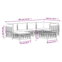 Thumbnail for 7-tlg. Garten-Lounge-Set mit Kissen Anthrazit Poly Rattan