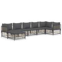Thumbnail for 7-tlg. Garten-Lounge-Set mit Kissen Anthrazit Poly Rattan