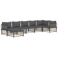 Thumbnail for 7-tlg. Garten-Lounge-Set mit Kissen Anthrazit Poly Rattan