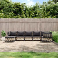Thumbnail for 7-tlg. Garten-Lounge-Set mit Kissen Anthrazit Poly Rattan
