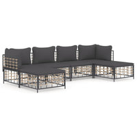 Thumbnail for 6-tlg. Garten-Lounge-Set mit Kissen Anthrazit Poly Rattan