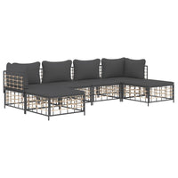 Thumbnail for 6-tlg. Garten-Lounge-Set mit Kissen Anthrazit Poly Rattan
