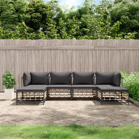 Thumbnail for 6-tlg. Garten-Lounge-Set mit Kissen Anthrazit Poly Rattan