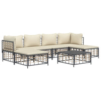 Thumbnail for 7-tlg. Garten-Lounge-Set mit Kissen Anthrazit Poly Rattan