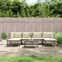 Thumbnail for 7-tlg. Garten-Lounge-Set mit Kissen Anthrazit Poly Rattan