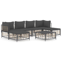 Thumbnail for 7-tlg. Garten-Lounge-Set mit Kissen Anthrazit Poly Rattan