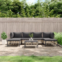 Thumbnail for 7-tlg. Garten-Lounge-Set mit Kissen Anthrazit Poly Rattan