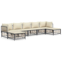 Thumbnail for 7-tlg. Garten-Lounge-Set mit Kissen Anthrazit Poly Rattan