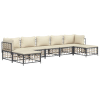 Thumbnail for 7-tlg. Garten-Lounge-Set mit Kissen Anthrazit Poly Rattan
