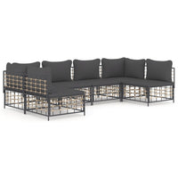 Thumbnail for 6-tlg. Garten-Lounge-Set mit Kissen Anthrazit Poly Rattan