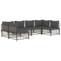 Thumbnail for 6-tlg. Garten-Lounge-Set mit Kissen Anthrazit Poly Rattan