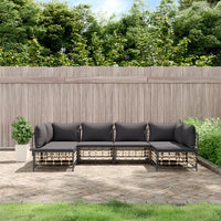 Thumbnail for 6-tlg. Garten-Lounge-Set mit Kissen Anthrazit Poly Rattan