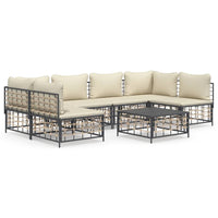 Thumbnail for 7-tlg. Garten-Lounge-Set mit Kissen Anthrazit Poly Rattan