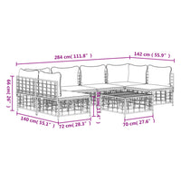 Thumbnail for 7-tlg. Garten-Lounge-Set mit Kissen Anthrazit Poly Rattan