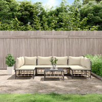Thumbnail for 7-tlg. Garten-Lounge-Set mit Kissen Anthrazit Poly Rattan