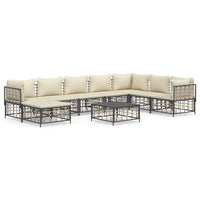 Thumbnail for 9-tlg. Garten-Lounge-Set mit Kissen Anthrazit Poly Rattan