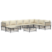 Thumbnail for 9-tlg. Garten-Lounge-Set mit Kissen Anthrazit Poly Rattan