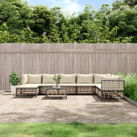 Thumbnail for 9-tlg. Garten-Lounge-Set mit Kissen Anthrazit Poly Rattan