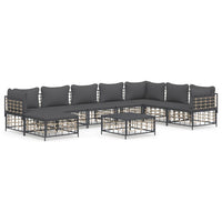 Thumbnail for 9-tlg. Garten-Lounge-Set mit Kissen Anthrazit Poly Rattan