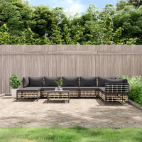 Thumbnail for 9-tlg. Garten-Lounge-Set mit Kissen Anthrazit Poly Rattan