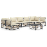 Thumbnail for 8-tlg. Garten-Lounge-Set mit Kissen Anthrazit Poly Rattan