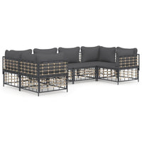 Thumbnail for 6-tlg. Garten-Lounge-Set mit Kissen Anthrazit Poly Rattan