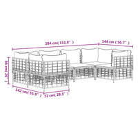 Thumbnail for 6-tlg. Garten-Lounge-Set mit Kissen Anthrazit Poly Rattan