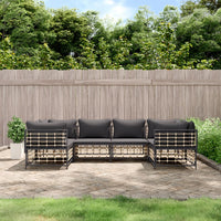 Thumbnail for 6-tlg. Garten-Lounge-Set mit Kissen Anthrazit Poly Rattan