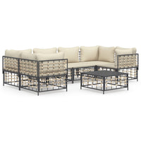 Thumbnail for 7-tlg. Garten-Lounge-Set mit Kissen Anthrazit Poly Rattan