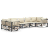 Thumbnail for 7-tlg. Garten-Lounge-Set mit Kissen Anthrazit Poly Rattan