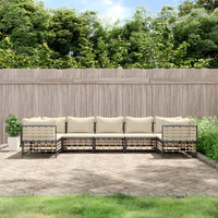 Thumbnail for 7-tlg. Garten-Lounge-Set mit Kissen Anthrazit Poly Rattan