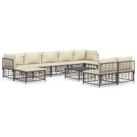 Thumbnail for 10-tlg. Garten-Lounge-Set mit Kissen Anthrazit Poly Rattan