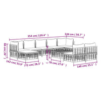 Thumbnail for 10-tlg. Garten-Lounge-Set mit Kissen Anthrazit Poly Rattan