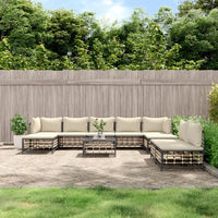 Thumbnail for 10-tlg. Garten-Lounge-Set mit Kissen Anthrazit Poly Rattan