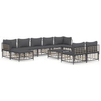 Thumbnail for 10-tlg. Garten-Lounge-Set mit Kissen Anthrazit Poly Rattan