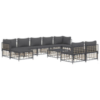 Thumbnail for 10-tlg. Garten-Lounge-Set mit Kissen Anthrazit Poly Rattan