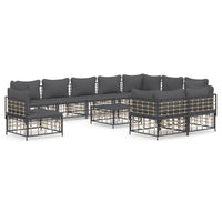 Thumbnail for 11-tlg. Garten-Lounge-Set mit Kissen Anthrazit Poly Rattan