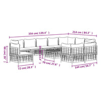 Thumbnail for 11-tlg. Garten-Lounge-Set mit Kissen Anthrazit Poly Rattan