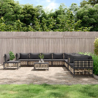 Thumbnail for 11-tlg. Garten-Lounge-Set mit Kissen Anthrazit Poly Rattan