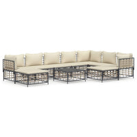 Thumbnail for 10-tlg. Garten-Lounge-Set mit Kissen Anthrazit Poly Rattan