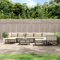 Thumbnail for 10-tlg. Garten-Lounge-Set mit Kissen Anthrazit Poly Rattan