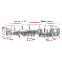 Thumbnail for 9-tlg. Garten-Lounge-Set mit Kissen Anthrazit Poly Rattan