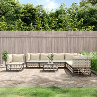 Thumbnail for 9-tlg. Garten-Lounge-Set mit Kissen Anthrazit Poly Rattan