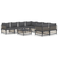 Thumbnail for 9-tlg. Garten-Lounge-Set mit Kissen Anthrazit Poly Rattan