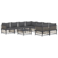Thumbnail for 9-tlg. Garten-Lounge-Set mit Kissen Anthrazit Poly Rattan