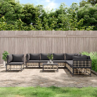 Thumbnail for 9-tlg. Garten-Lounge-Set mit Kissen Anthrazit Poly Rattan